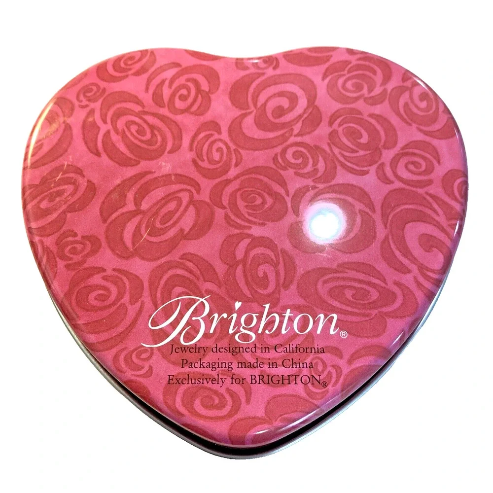 Brighton Heart Shaped Box Jewelry Keepsake Gift Metal Tin Empty Container 5.5”
